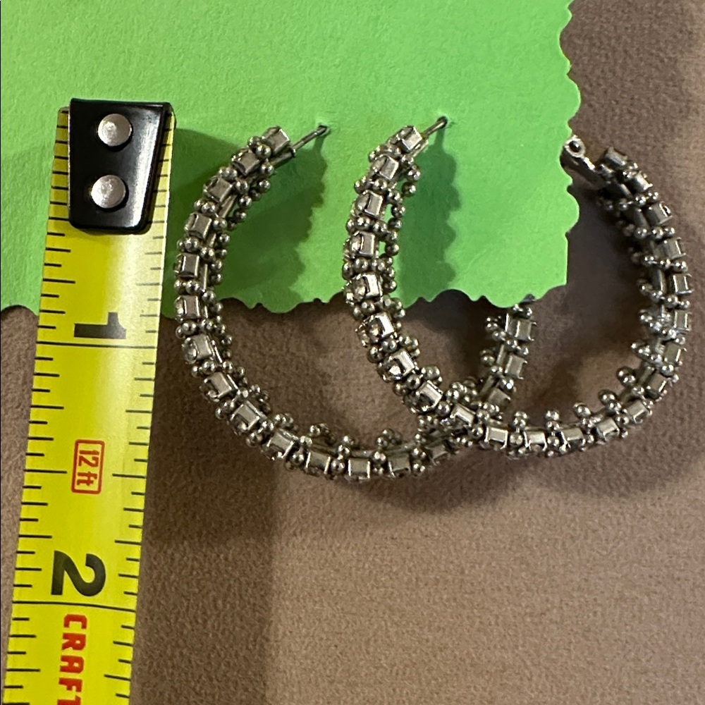 Simply Vera by Vera Wang Hoop Earrings - silver tone, vintage vibe, post, beaded